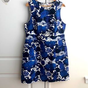 Boden Blue and White Floral Sheath dress Sz14